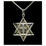 Sterling silver lattice hexagon with cross pendant
