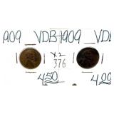 x2- 1909 VDB Lincoln cents, -x2 cents, Sold by