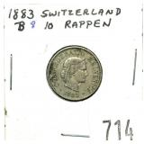 1883 Swiss 10 rappen