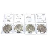 x4- Eisenhower dollars, mixed dates, -x4 dollars,