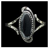 Sterling silver dentil set faceted hematite split
