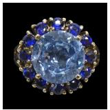 Sterling silver gold wash round mix cut blue