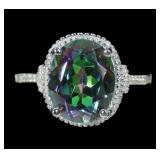 Sterling silver oval cut prong set mystic quartz