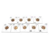 Lot of cleaned wheat cent, 9 pcs.