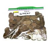 Lot of wheat cents, 200 pcs.