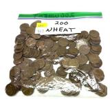 Lot of wheat cents, 200 pcs.