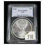 1995 Silver Eagle, PCGS slab certified MS-68