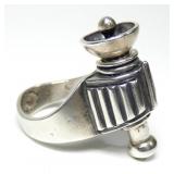 Sterling silver articulated ray gun ring, size 10