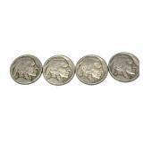 x4- Buffalo nickels, no dates, -x4 nickels,