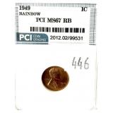 1949 Lincoln cent, PCI slab certified MS-67