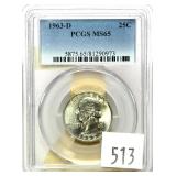 1963-D quarter, PCGS slab certified MS-65