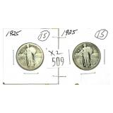 x2- Standing Liberty quarters. 90% silver,