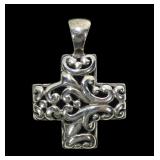 Sterling silver lattice design cross, 1' x 1.5'
