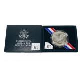 1991-D Korean War silver dollar, 90% silver, Unc.