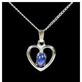 Sterling silver heart shape star sapphire pendant