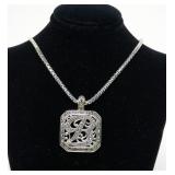 Sterling silver and marcasite hinged 'B' pendant