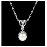 Sterling silver pearl pendant with 18' sterling