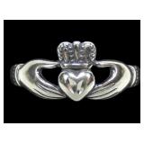 Sterling silver claddagh ring, new, size 9