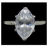 Sterling silver large marquise cut CZ, approx.