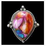 Sterling silver bezel set pear shape mosaic stone