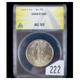 1945-S Walking Liberty half dollar, ANACS slab