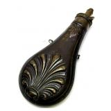 Vintage Brass Black Powder Flask, 7.5"