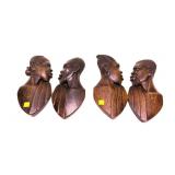 Lot: 2 Sets of Wooden carved African Silhouettes