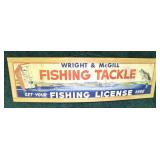 Wright & McGill Fishing Tackle poster in wooden