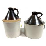 Lot, 2 stoneware jugs, 12" and 10"