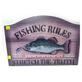 American Sportsman Sign Co. Fishing Rules wooden