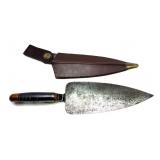 Trowel/bayonet with US leather sheath