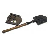 WWII US military shovel marked 1942 with leather