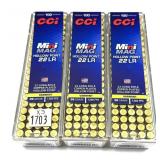x3- Boxes of CCI .22 LR. HP mini-mag cartridges