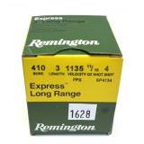 Box of .410 Ga. 3" No. 4 Remington shot shells,