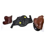 Lot: 3 Assorted Holsters, Includes 2 leather & 1