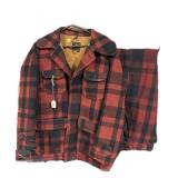 Wool Red & Black plaid button down shirt and