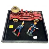 Lot of Barclay Firemen & Iron Fire Truck