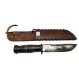 Cattaraugus 225Q knife with leather sheath
