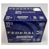 Box of .22 LR. HP Federal cartridges, 325 Rds.