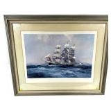 Framed print, clipper ship, framed and matted,