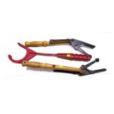 Lot: 3 Hand clay pigeon throwers