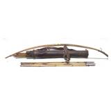 Vintage Tribal handmade wooden bow with quiver