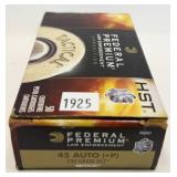 Box of .45 Auto (+P) 230-grain HST Federal
