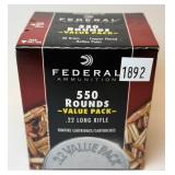 Box of .22 LR hollow point Federal cartridges,