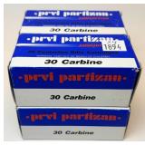 x4- Boxes of .30 Carbine 110-grain FMJ RN PRVI