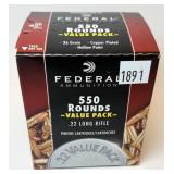Box of .22 LR hollow point Federal cartridges,