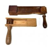 Lot: 2 Antique wooden noisemakers
