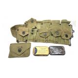 US cartridge belt with 1943 US First Aid kit