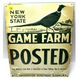 NYS Conservation Game Farm Posted Tin Sign,