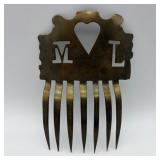 Antique Hand Wrought Brass Hair Comb